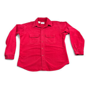 Vintage Five Brother Shirt Adult LARGE Red Flannel USA Union Made Barn Chore 80s